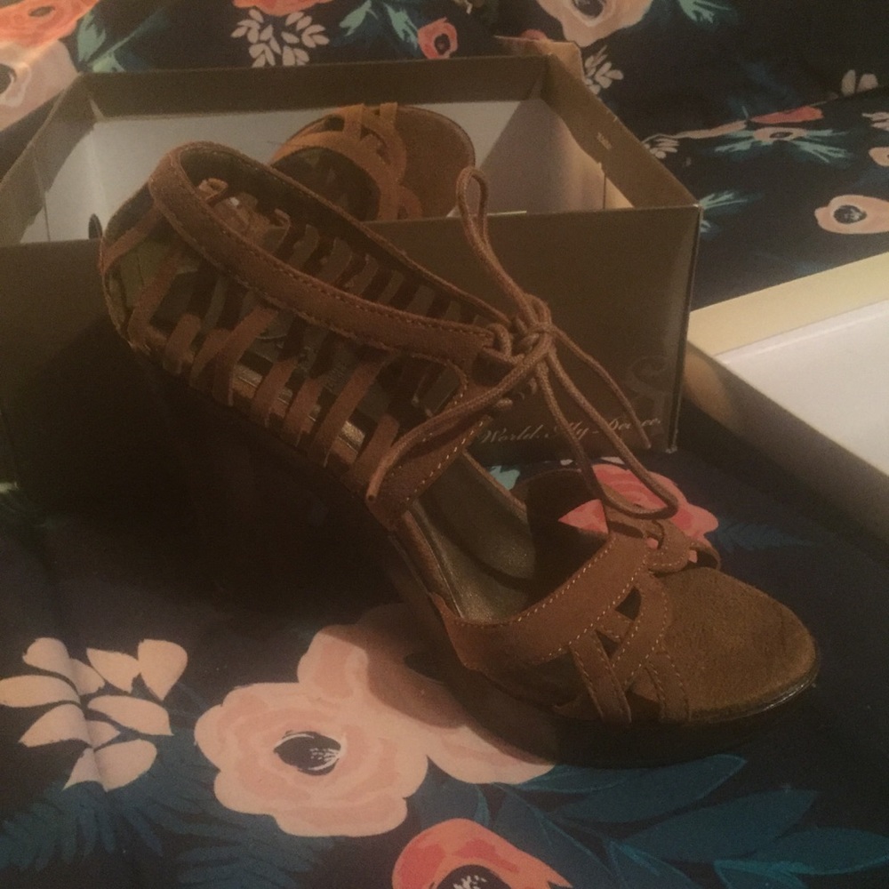 Brown is unique chunky heel